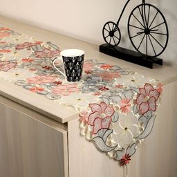 TANLOOMS Maroon & Yellow Floral Embroidered Table Runner-53