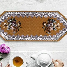 Dakshya Industries Brown & White Floral Printed Table Runner-4