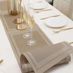 HOKIPO Beige Geometric Rectangular Table Runner image 2
