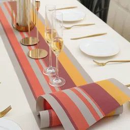 HOKIPO Red & Yellow Stripes Design Rectangular Table Runner image 3