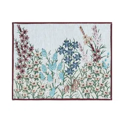 BELLA TRUE Set of 7 Beige & Blue Printed Table Placemats & Runner image 3