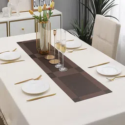 HOKIPO Brown Geometric Rectangular Table Runner image 3