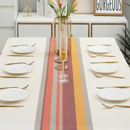HOKIPO Red & Yellow Stripes Design Rectangular Table Runner image 2