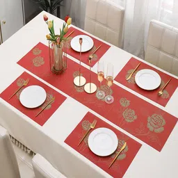 HOKIPO Set Of 5 Floral Print Table Mats & Table Runner image 4