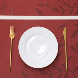 HOKIPO Red 7-Pieces Floral Rectangular Table Placemats & Table Runner image 3