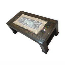 MONKDECOR White & Beige Embroidered Rectangular Table Runner image 2
