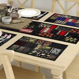 E-Ezra Black & Red Floral Printed Pure Cotton Table Runners image 2