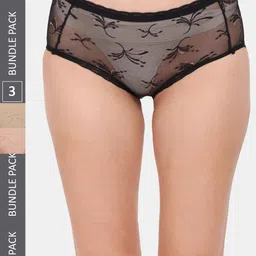 Amour Secret Women Pack Of 3 Self-Design Anti-Bacterial Hipster Briefs-image-69