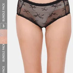 Amour Secret Women Pack Of 3 Self-Design Anti-Bacterial Hipster Briefs-image-94