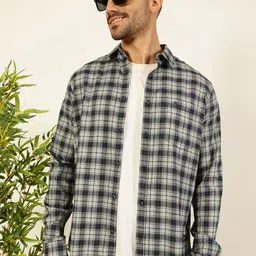 Thomas Scott Men Smart Tartan Checks Opaque Checked Casual Shirt-image-10