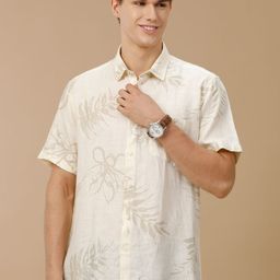 Linen Club Men Contemporary Slim Fit Floral Printed Casual Shirt-image-66