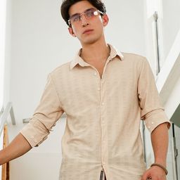Campus Sutra Men Comfort Fit Textured Spread Collar Casual Shirt-image-83