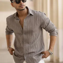 Powerlook Men Spread Collar Vertical Striped Cotton Casual Shirt-picture-38