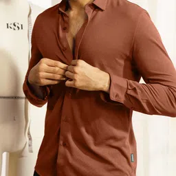 DAMENSCH Men Modern Fit Cutaway Collar Solid Cotton Casual Shirt-image-52
