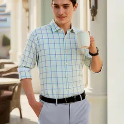 Allen Solly Men Spread Collar Tartan Checked Cotton Casual Shirt-image-67
