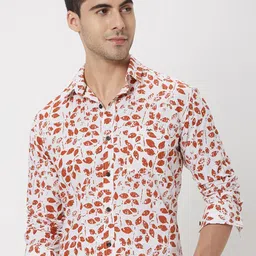 Mufti Conversational Printed Slim Fit Opaque Cotton Casual Shirt-image-4
