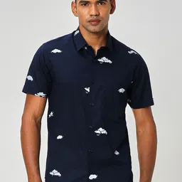 Mufti Conversational Printed Slim Fit Opaque Cotton Casual Shirt-image-36