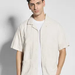 AMERICAN EAGLE OUTFITTERS Lapel Collar Cotton Linen Casual Shirt-image-54