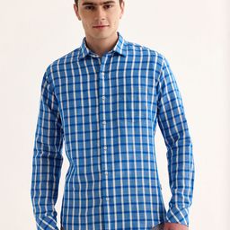 Red Flame Tartan Checked Spread Collar Cotton Linen Casual Shirt-picture-23