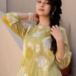 Indo Era Printed Pure Cotton A-Line Tunic & Trousers Co-Ord Set-image-69