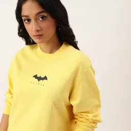 Kook N Keech Batman Teens Girls Yellow Printed Pure Cotton Sweatshirt-image-27