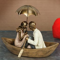 TIED RIBBONS Copper-Toned & White Valentine Romantic Couple Showpiece-15
