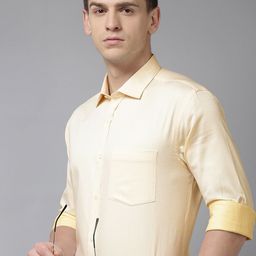 Park Avenue Men Yellow Slim Fit Printed Pure Cotton Formal Shirt-image-37