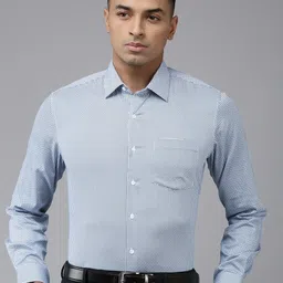 Van Heusen Slim Fit Micro Ditsy Printed Pure Cotton Formal Shirt-image-34