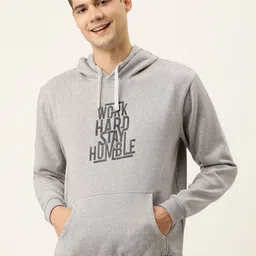 Campus Sutra Men Grey Melange Printed Hooded Sweatshirt-picture-52