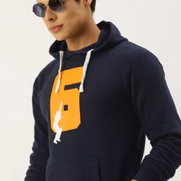Campus Sutra Men Navy Blue Printed Hooded Sweatshirt-picture-0