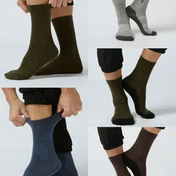Kosha Men Pack of 5 Colour-Blocked Calf Length Crew Length Socks-19