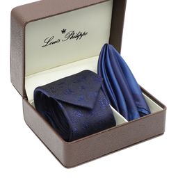 Louis Philippe Men Woven Design & Colourblocked Tie & Pocket Square Gift Set-image-16
