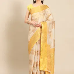 Silk Land Ethnic Motifs Woven Design Zari Jute Silk Tussar Saree-picture-34
