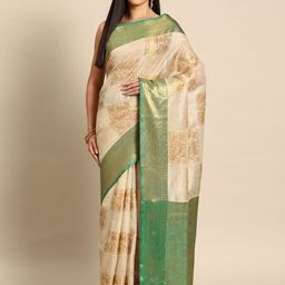 Silk Land Ethnic Motifs Woven Design Zari Jute Silk Tussar Saree-picture-41