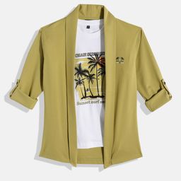 CHARCHIT Boys Printed T-shirt With Shrug-image-2