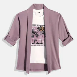 CHARCHIT Boys Shawl Collar Shrug with Tshirt-image-55