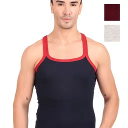 inner element Pack Of 3 Ribbed Cotton Gym Vests - 121_GYMVEST_PK3_Marun_Grey_Navy_XS-image-23