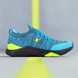 Sparx Men Blue & Fluorescent Green Mesh Running Non-Marking Shoes-picture-15