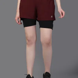 HRX by Hrithik RoshanWomen Mid-Rise Double Layer Running Sports Shorts-picture-58