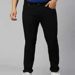Freeform by High Star Men Plus Size Black Slim Fit Mid-Rise Clean Look Stretchable Jeans-image-53