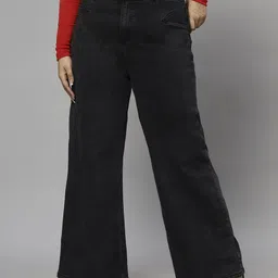 Turning Blue Women Plus Size Wide Leg Jeans-12