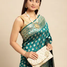 Royal Rajgharana Saree Woven Design Ethnic Motifs Zari Art Silk Banarasi Saree-picture-1