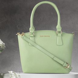 Lino Perros Green Solid Handheld Bag with Detachable Sling Strap-image-42