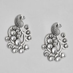 justpeachy Oxidized Silver-Plated Peacock Shaped Oversized Studs-image-72