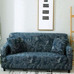 HOUSE OF QUIRK Universal Blue & White Printed Stretchable 2-Seater Sofa Slipcover-image-11