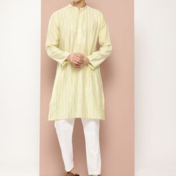 See Designs Men Embroidered Sequinned Chanderi Silk Kurta with Pyjamas-35