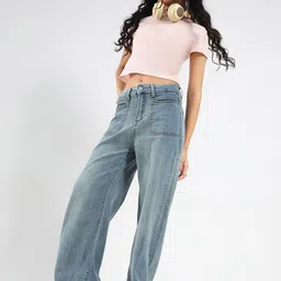 StyleCast X SERA Women Smart Wide Leg High-Rise Light Fade Stretchable Jeans-image-61