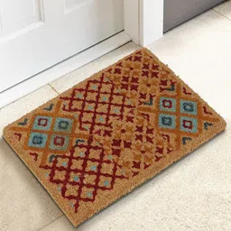 HOKIPO Brown & Maroon Printed Rectangular Coconut Coir Anti-Skid Doormat-7