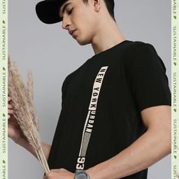HERE&NOW Men Black Typography Printed Pure Cotton T-shirt-image-19
