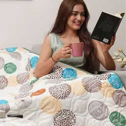 URBAN SPACE White & Green Geometric Microfiber AC Room 300 GSM Single Bed Blanket-image-81